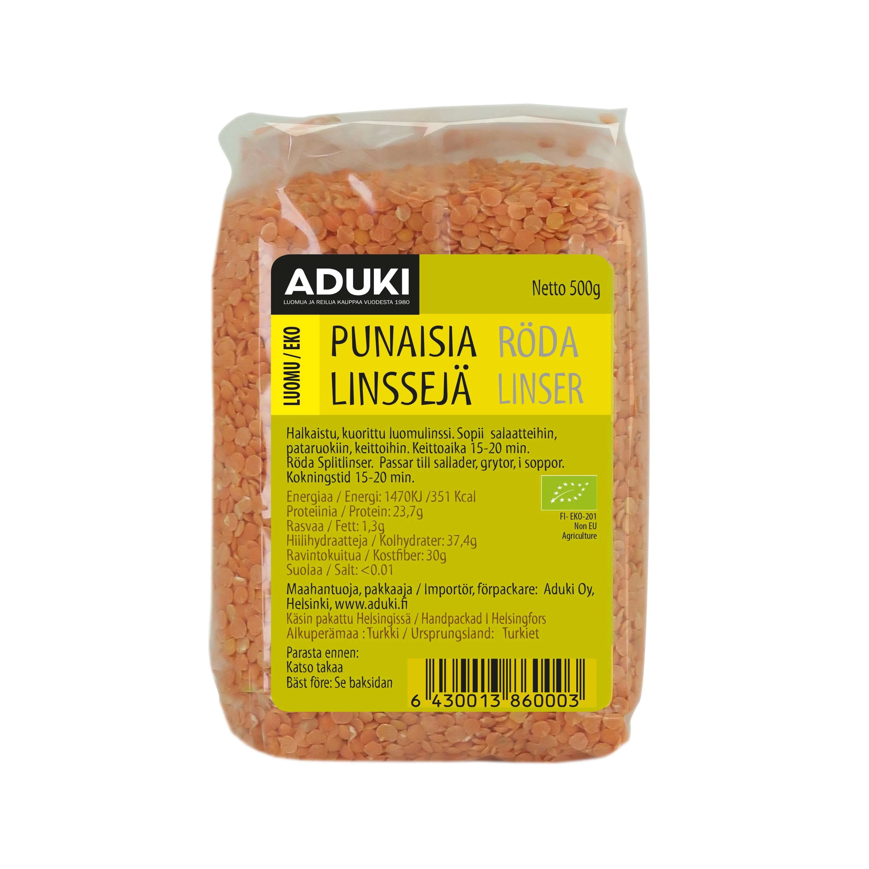 Aduki Luomu Punainen Linssi