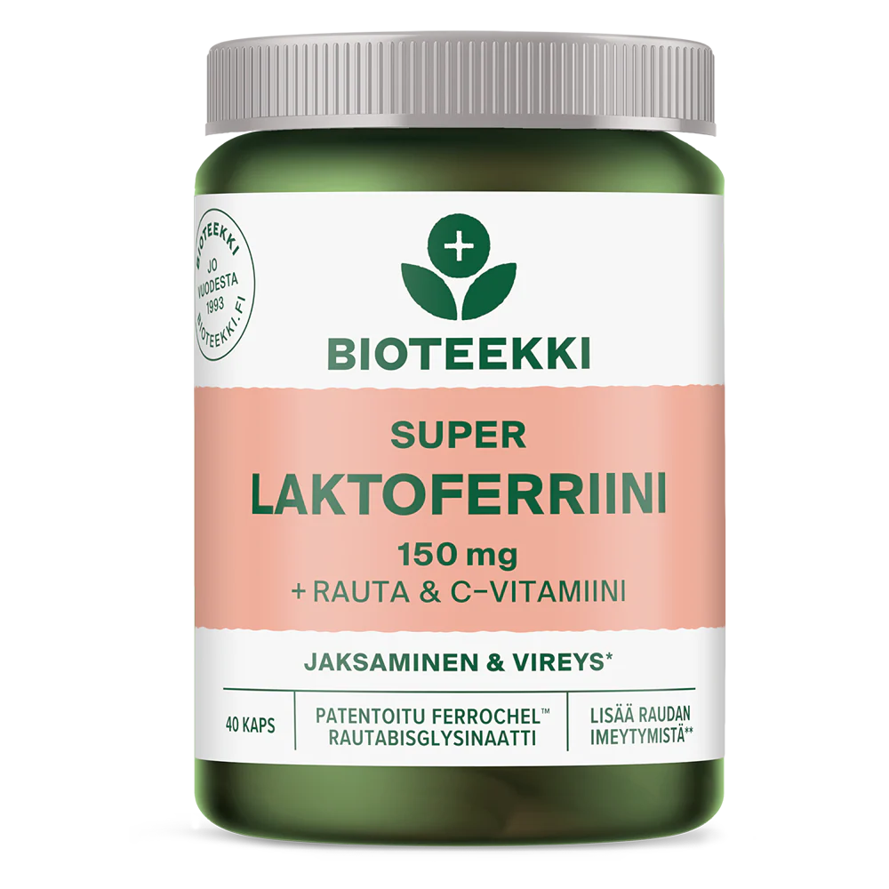 Bioteekki Super Laktoferriini 150 mg + Rauta & C-vitamiini