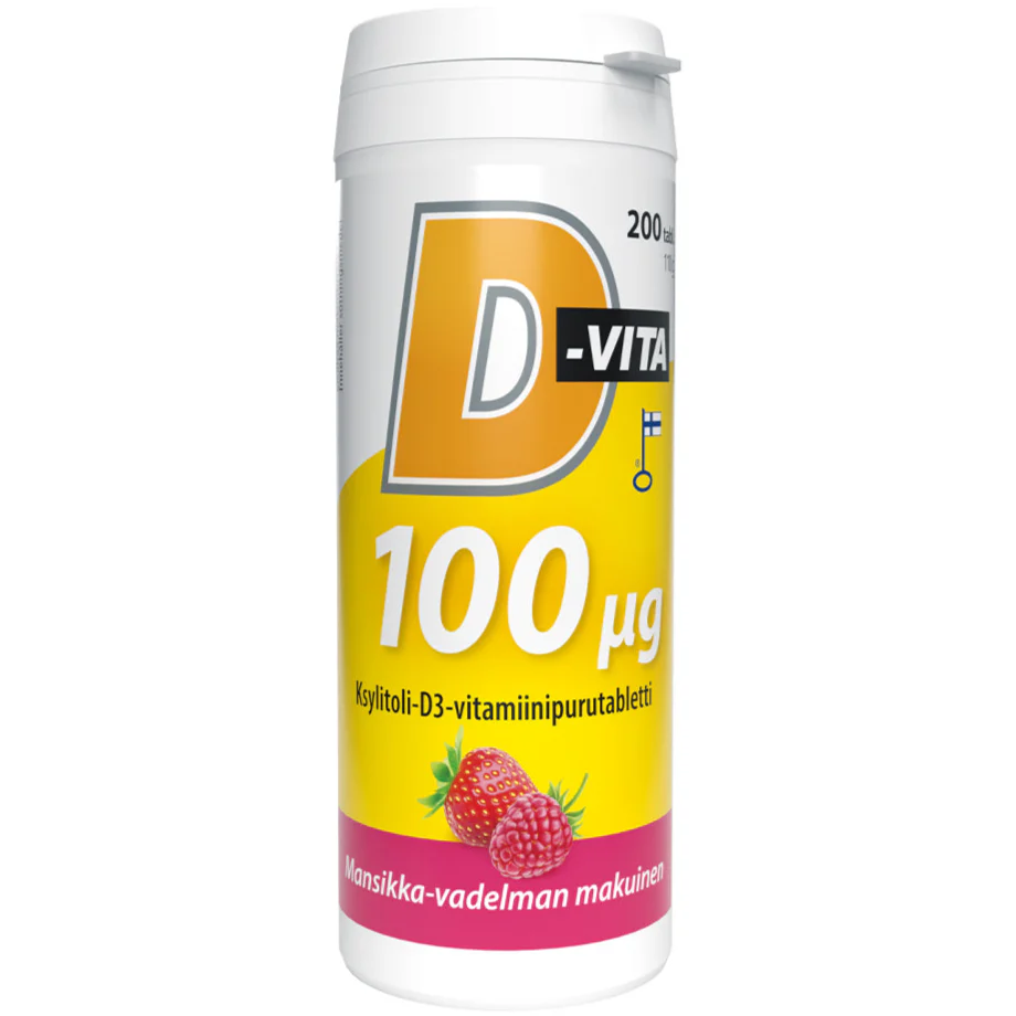 D-Vita 100 µg Mansikka-Vadelma