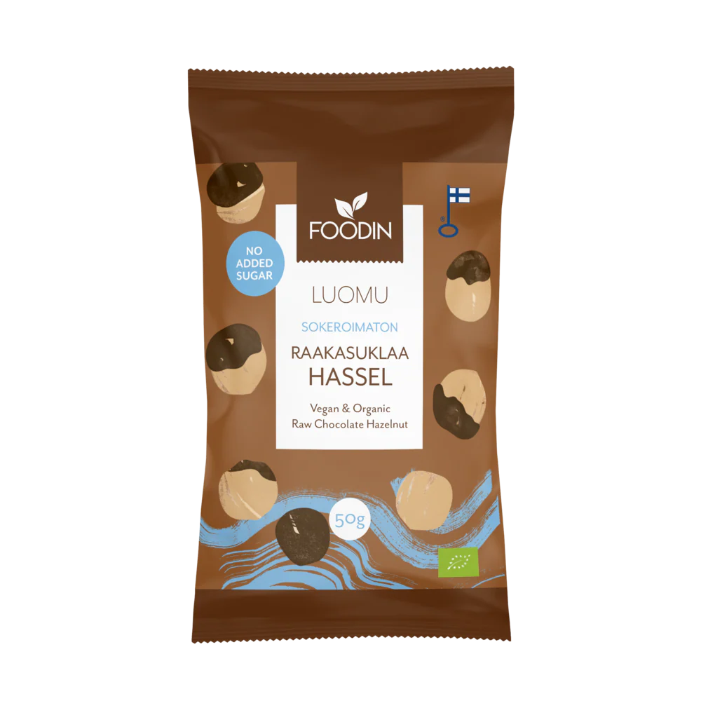 Foodin Luomu Sokeroimaton Raakasuklaahasselpähkinä