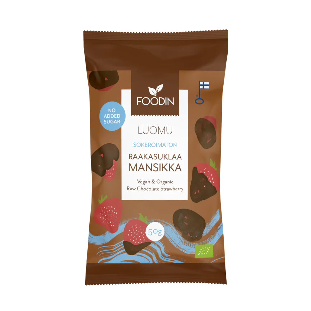 Foodin Luomu Sokeroimaton Raakasuklaamansikka