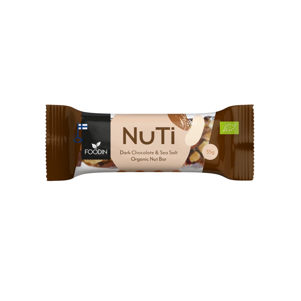 Foodin NUTI Luomu Pähkinäpatukka Dark Chocolate & Sea Salt