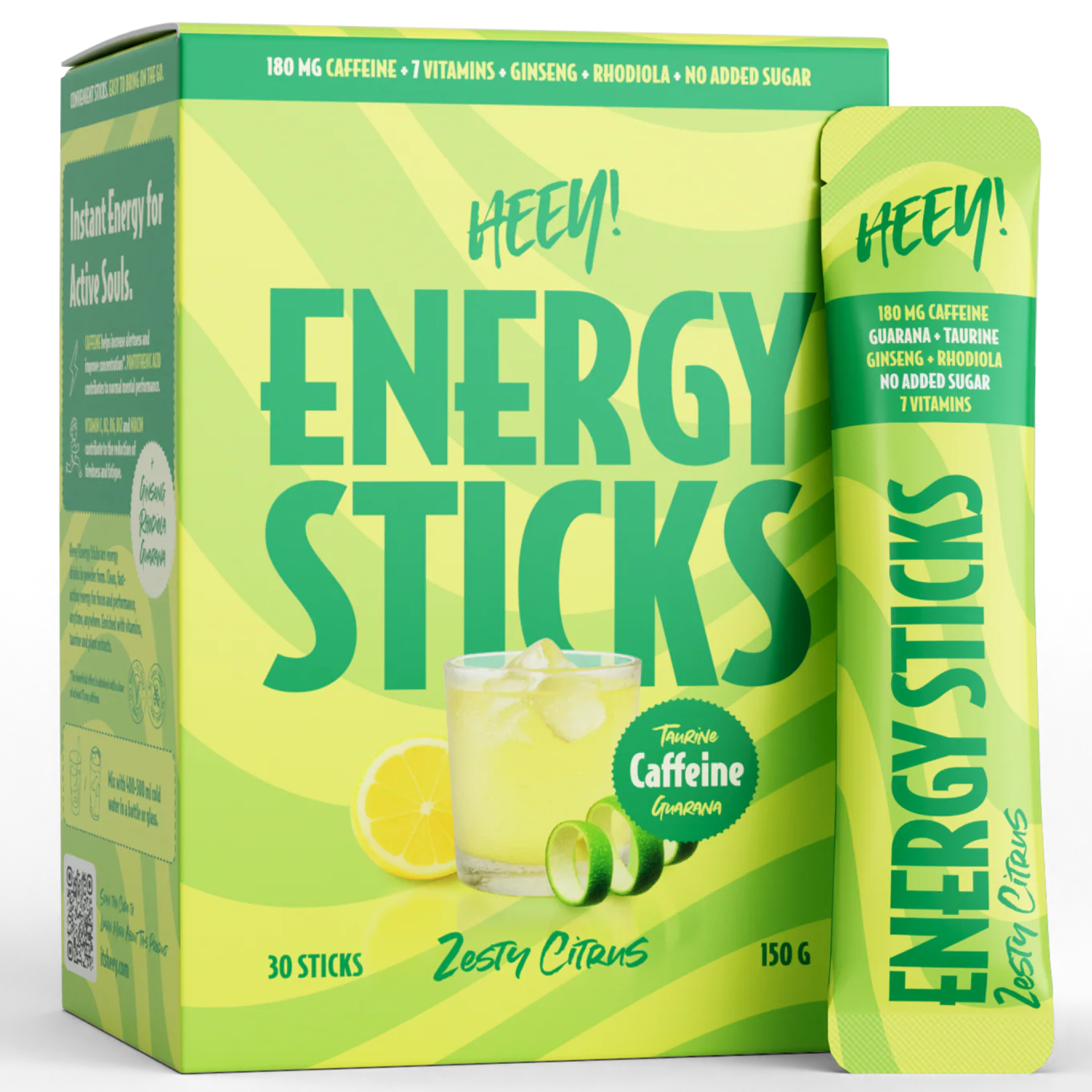 Heey! Energy Sticks Caffeine + Guarana Zesty Citrus