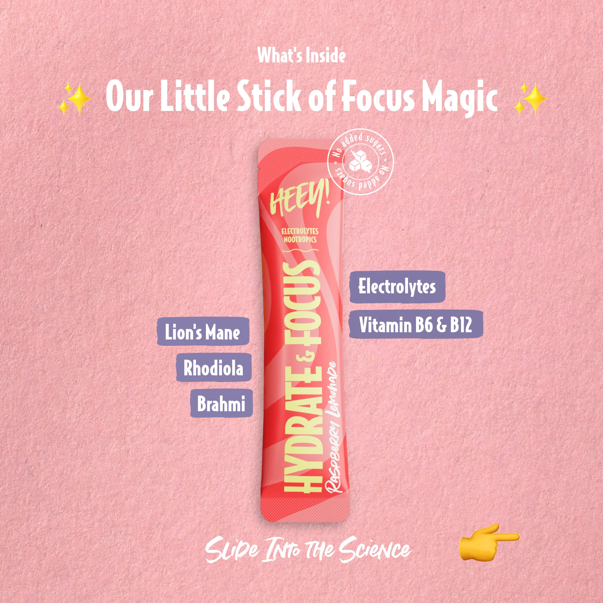 Heey! Hydrate & Focus Electrolytes Raspberry Lemonade - Image 4