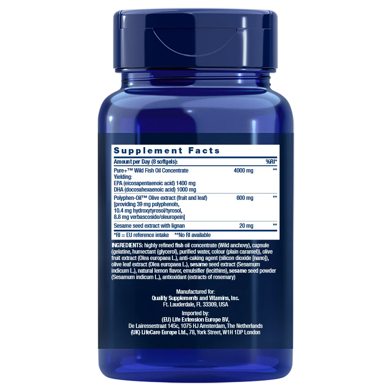 Life Extension Super Omega-3 EPA/DHA Fish Oil, Sesame Lignans & Olive Extract - Image 2