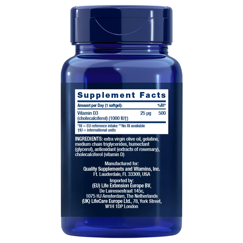 Life Extension Vitamin D3 25 mikrog - Image 3
