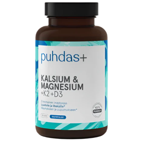 Puhdas+ Kalsium & Magnesium + K2-vitamiini + D3-vitamiini