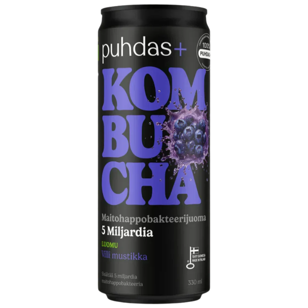 Puhdas+ Luomu Kombucha Villi Mustikka (Parasta ennen 06.05.2026)
