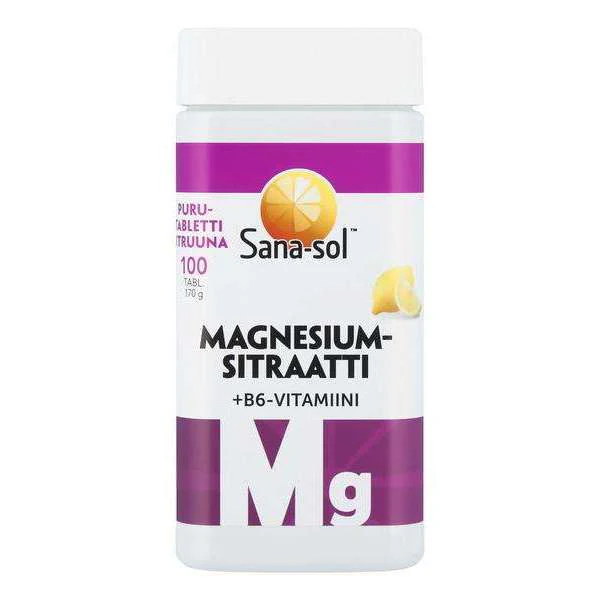 Sana-sol Magnesiumsitraatti + B6-vitamiini purutabletti
