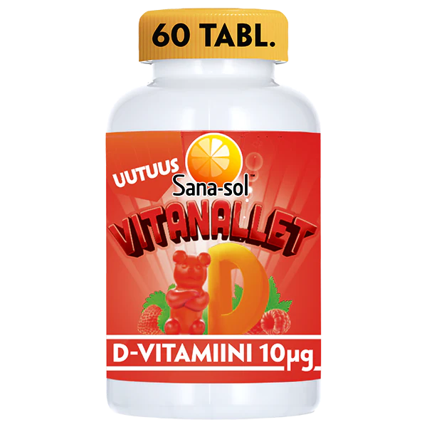Sana-sol Vitanallet D-vitamiini Mansikka-Vadelma