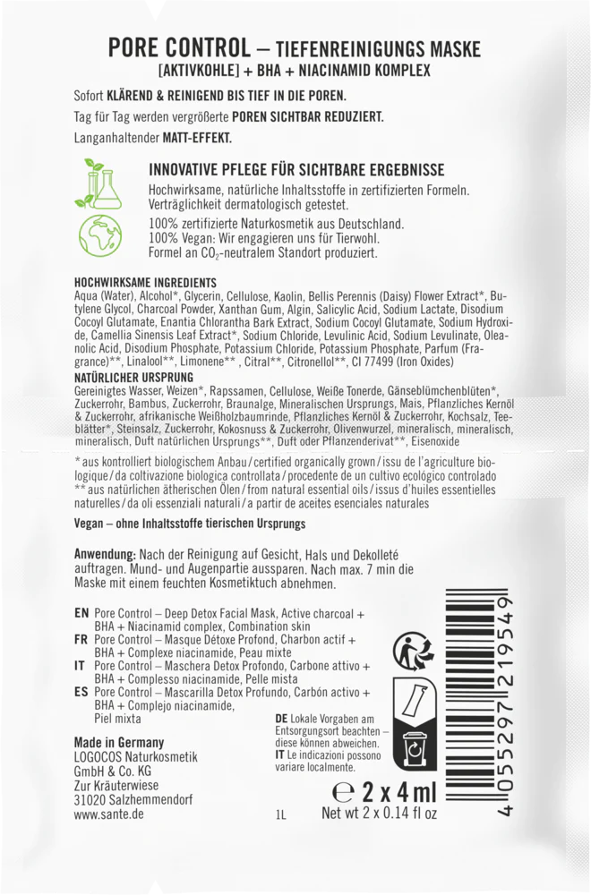 Sante Pore Control Syväpuhdistava Kasvonaamio - Image 2