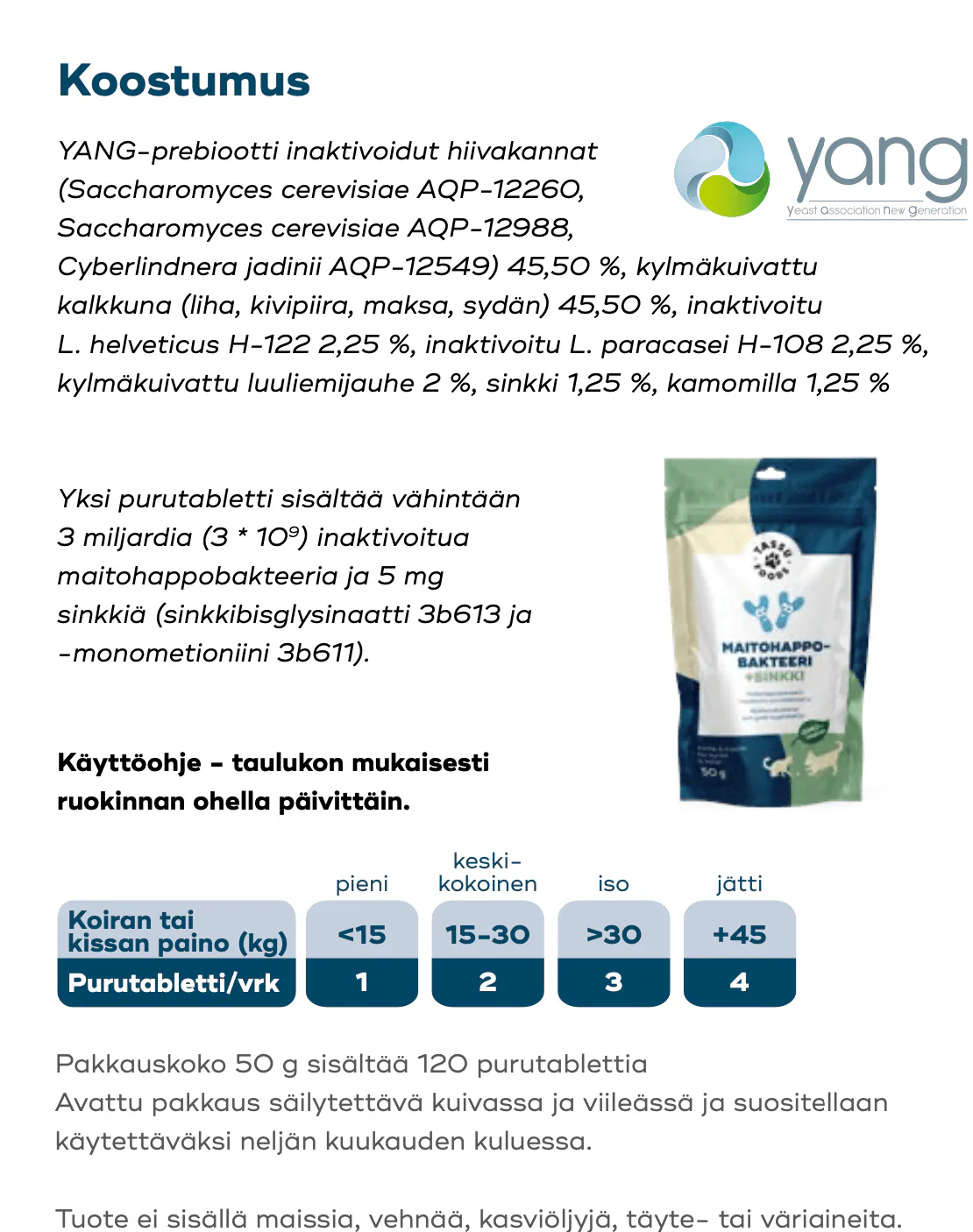 Tassu Foods Maitohappobakteeri + Sinkki - Image 2