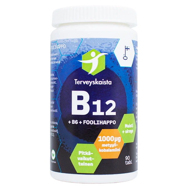 Terveyskaista Pitkävaikutteinen B12+B6+Foolihappo
