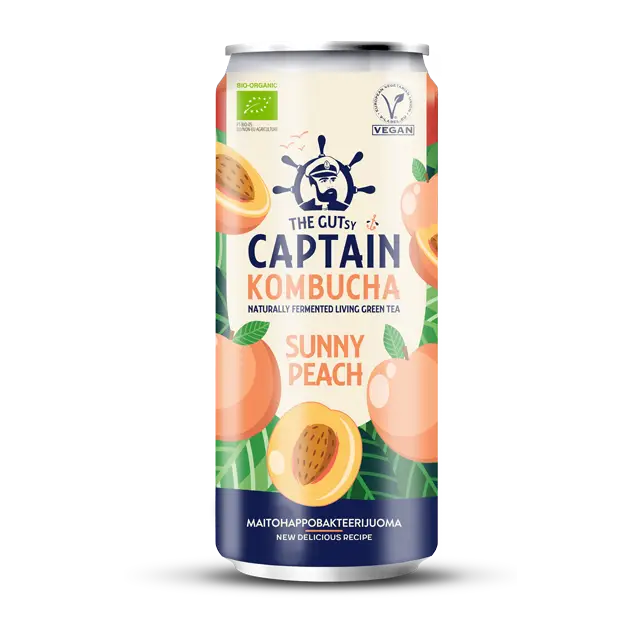 The Gutsy Captain Luomu Kombucha Sunny Peach