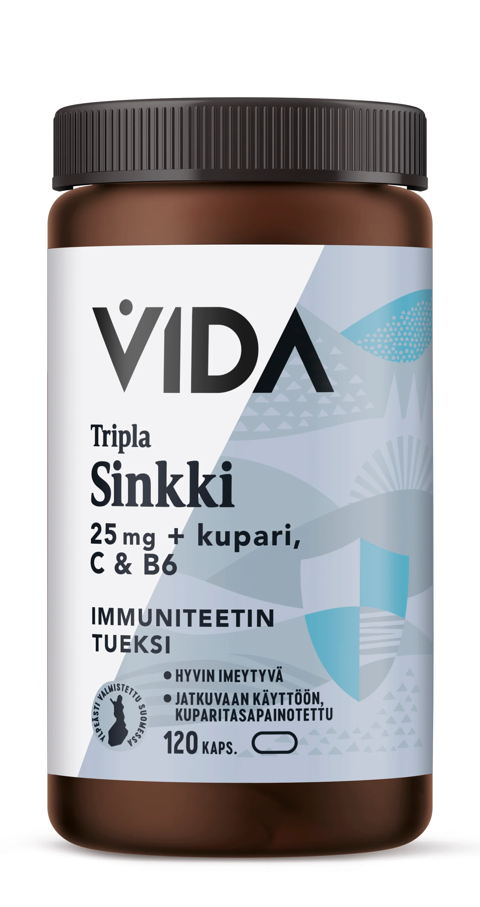 Vida Tripla Sinkki 25 mg + Kupari, C & B6